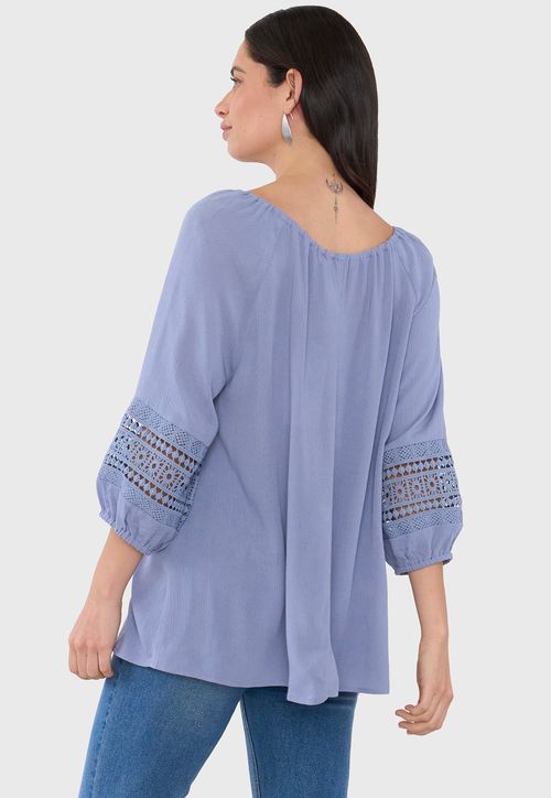 Blusa Mujer Manga 3/4 Celeste