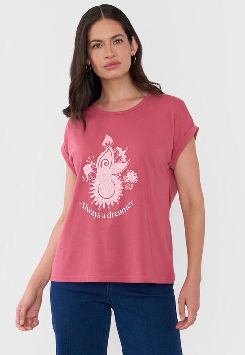 Polera Mujer Rosado M/C Focal Print