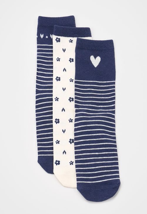 Calcetines Mujer Tripack Mix Líneas Navy