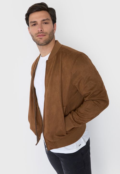 Bomber Hombre Suede Camel