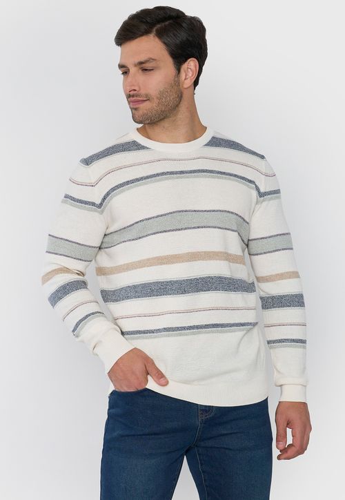 Tejido Hombre Summer Rayas Ecru