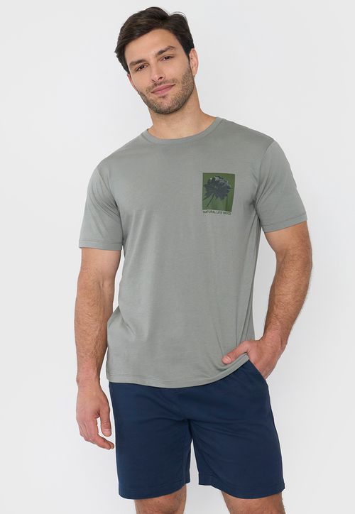 Polera Hombre Focal Print Color Verde