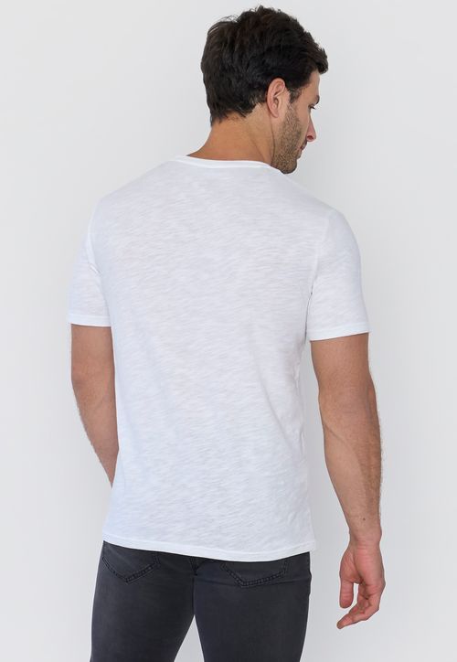 Polera Hombre Slub Bolsillo Blanco