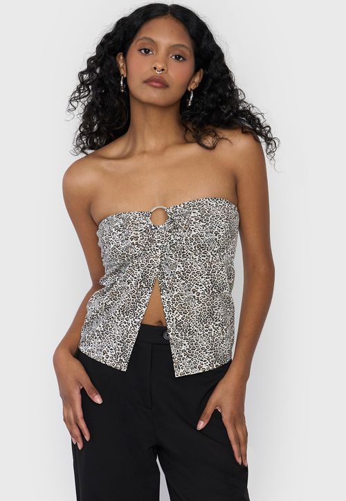 Peto Mujer Strapless Argolla Beige