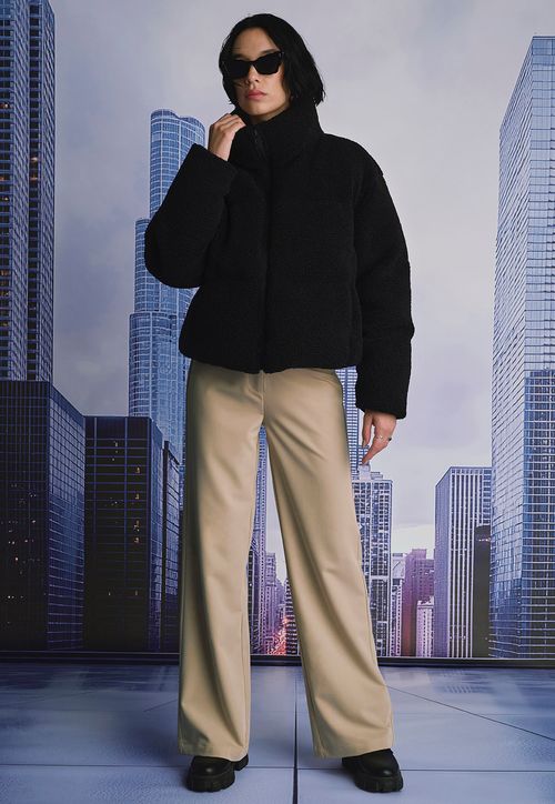 Pantalón Mujer Beige Sastrero Liso