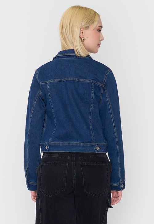 Chaqueta Mujer Trucker Elasticada Azul Oscuro