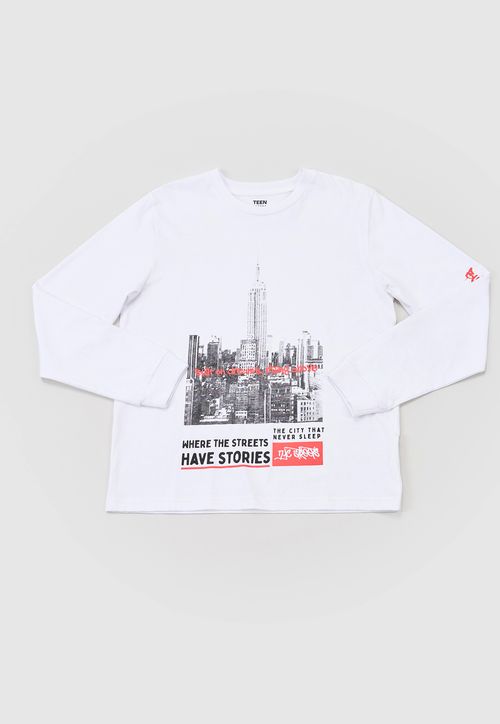 Polera Niño Teen M/L Focal Blanco