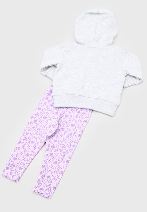 Conjunto Bebe Niña Poleron Hoodie + Calza Gris