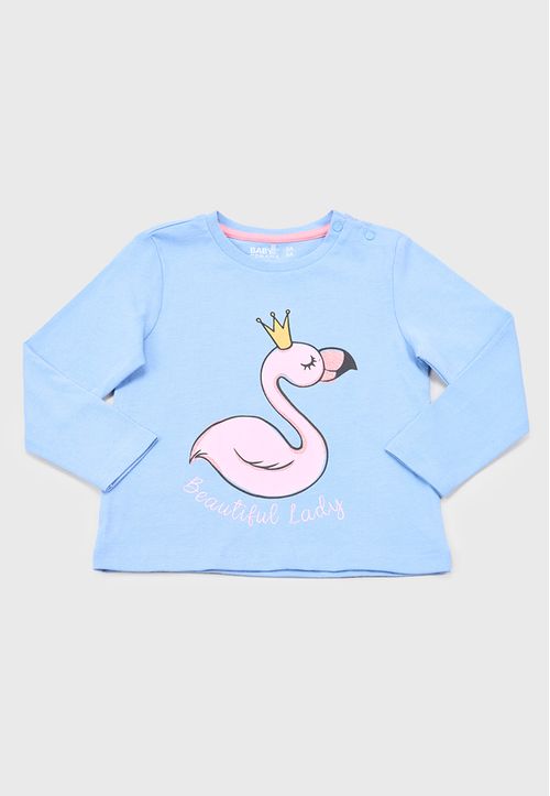 Polera Bebe Niña Manga Larga Focal Celeste