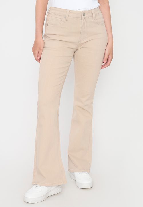 Jeans Mujer Flare Fit Beige