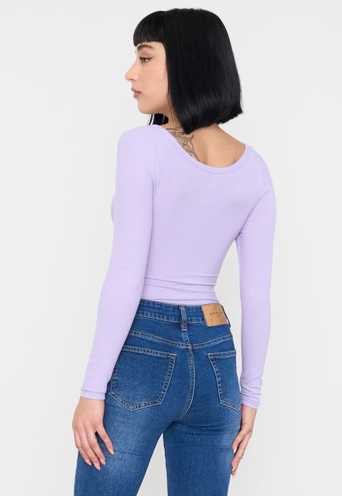 Body Mujer Manga Larga Botones Lila