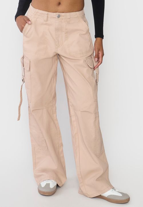 Pantalón Mujer Doble Cargo Beige