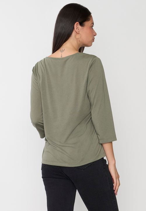 Polera Mujer Manga 3/4 Macramé Verde