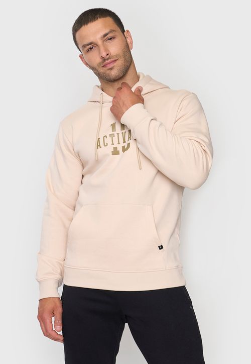 Polerón Hombre Deportivo Canguro Beige