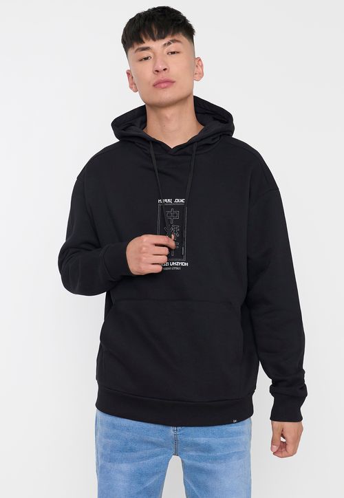 Polerón Hombre Hood Print Asiatico Negro