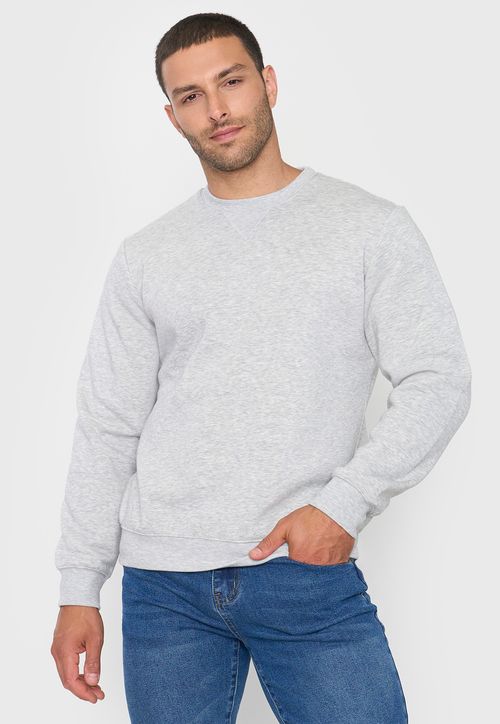 Polerón Hombre R-Neck Costura Gris