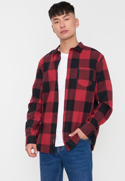Camisa Hombre Cuadros Color Rojo