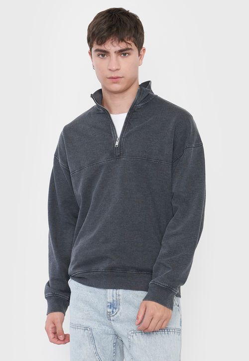 Polerón Hombre Half-Zipper Urbana Negro