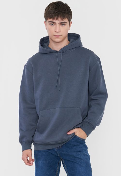 Polerón Hombre Canguro Liso Azul
