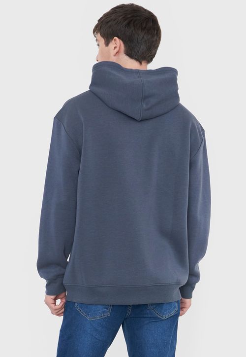 Polerón Hombre Canguro Liso Azul