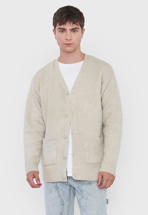Tejido Hombre Cardigan Ecru