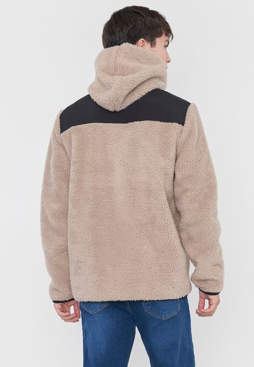 Chaqueta Hombre Sherpa Hoodie Ecru