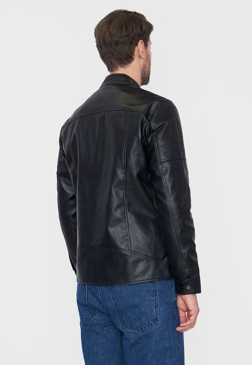 Casaca Hombre Ecocuero Rock Negro