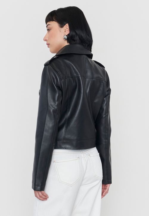 Chaqueta Mujer Biker Ecocuero Negro