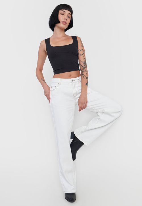 Jeans Mujer Straight Fit Noventero Blanco