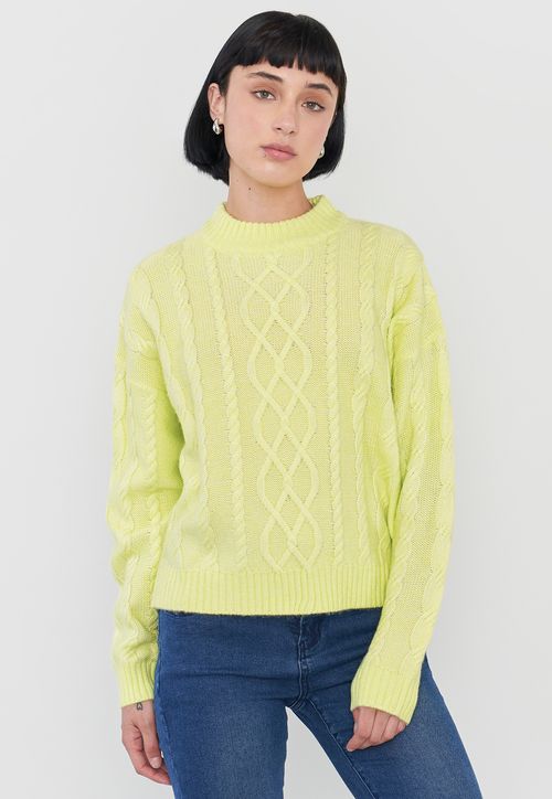 Sweater Mujer Cuello Moc Trenza Verde