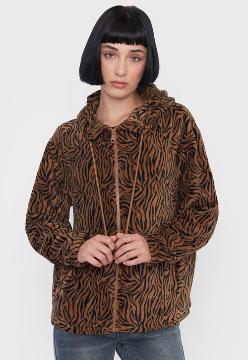 Polerón Mujer Peludo Full Print Café Tribal