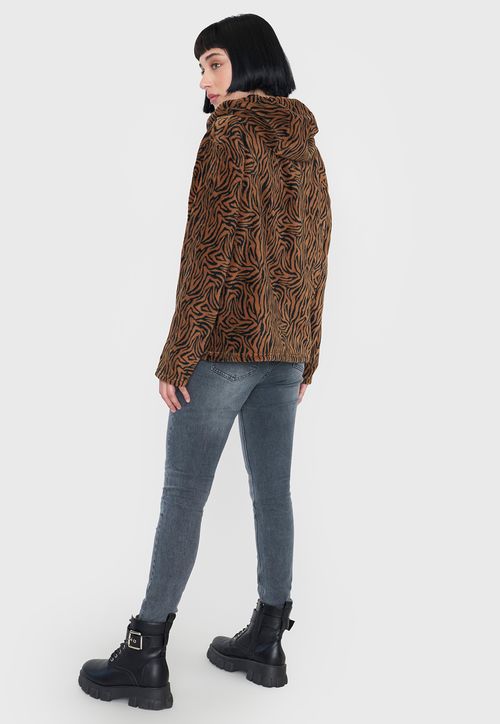 Polerón Mujer Peludo Full Print Café Tribal