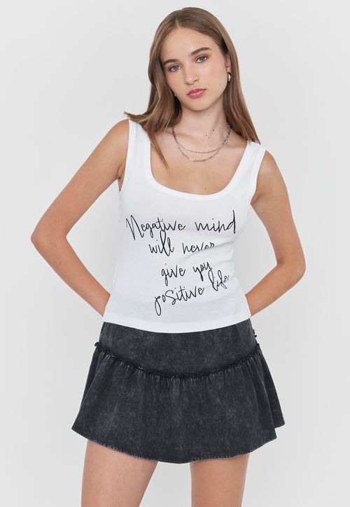 Polera Mujer Sin Mangas Rib Ecru