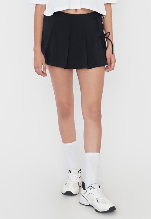Falda Mujer Short Tableada Negro