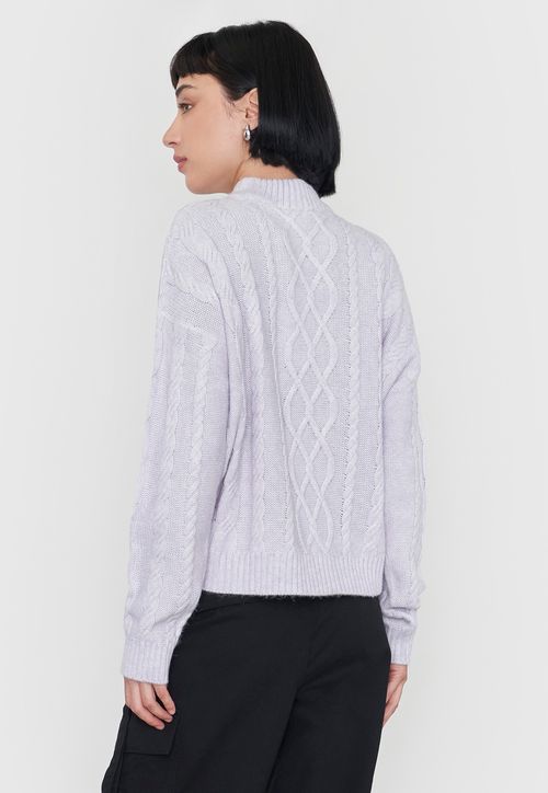 Sweater Mujer Cuello Moc Trenza Lila