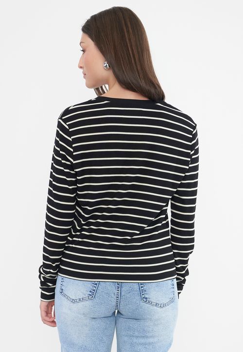 Sweater Mujer Cárdigan Líneas Blancas