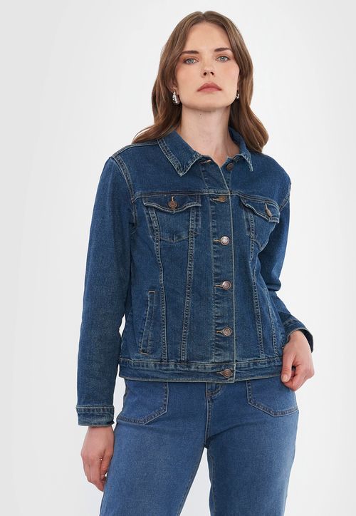 Chaqueta Denim Mujer Azul Medio