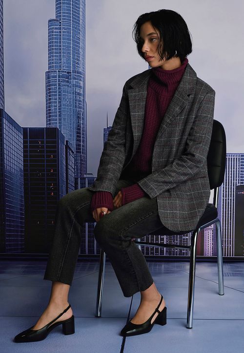 Blazer Mujer Punk Gris Checks