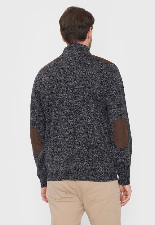 Tejido Hombre Full Zipper Suede Negro