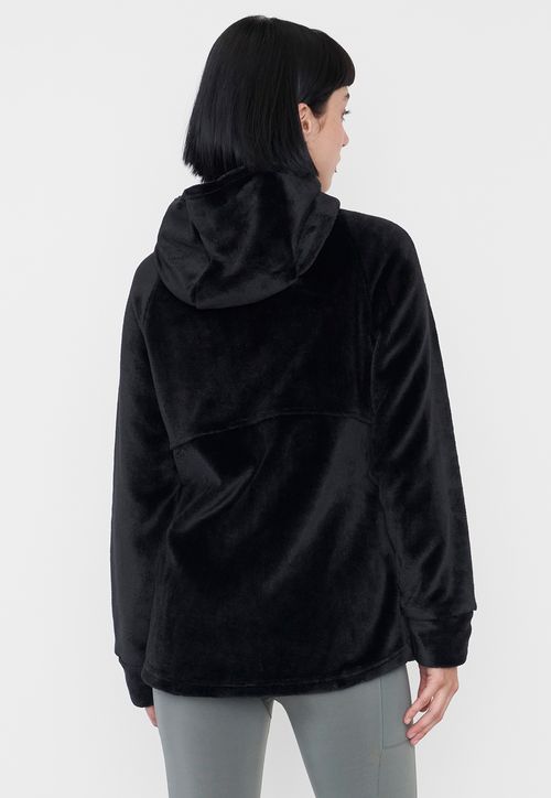 Polerón Mujer Deportivo Peludo Color Negro