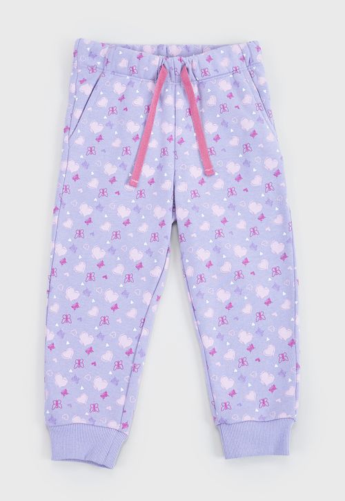 Pantalón De Buzo Bebé Niña Full Print Lila