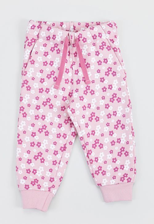 Pantalón De Buzo Bebé Niña Full Print Rosado