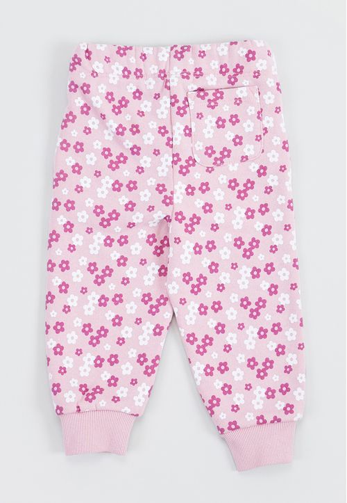Pantalón De Buzo Bebé Niña Full Print Rosado