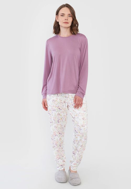 Pijama Mujer Full Print Polypeach Malva