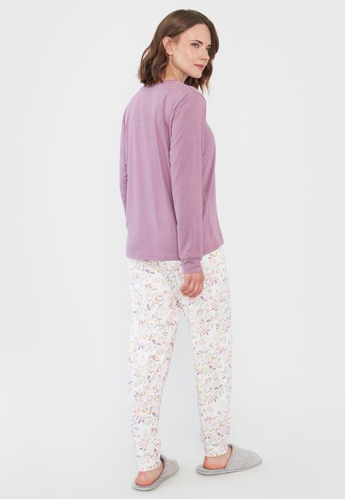 Pijama Mujer Full Print Polypeach Malva