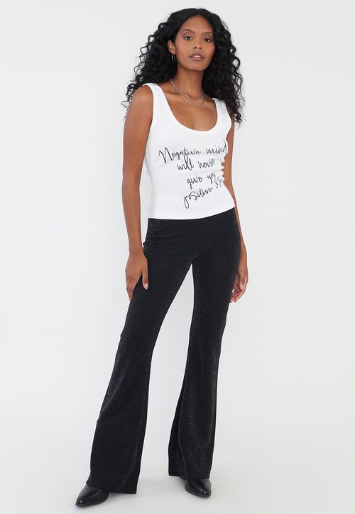 Calza Mujer Flare Fit Brillos Negro
