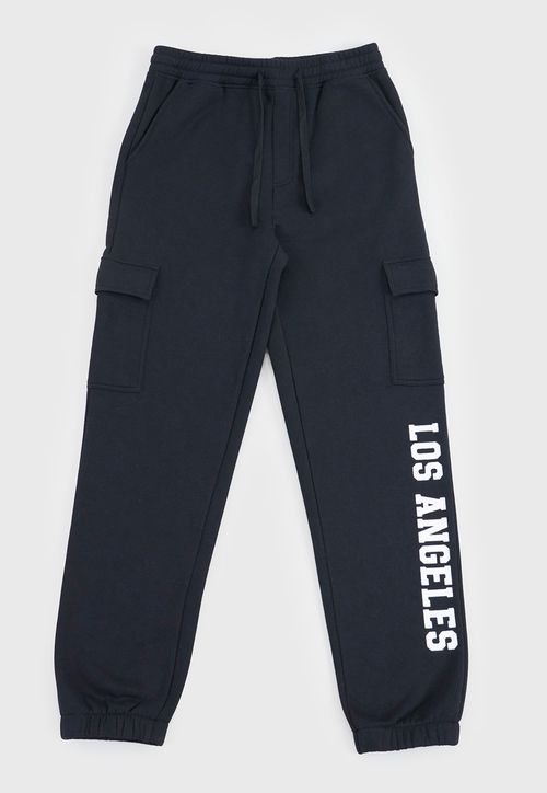 Pantalón De Buzo Niño Teen Cargo Focal Negro