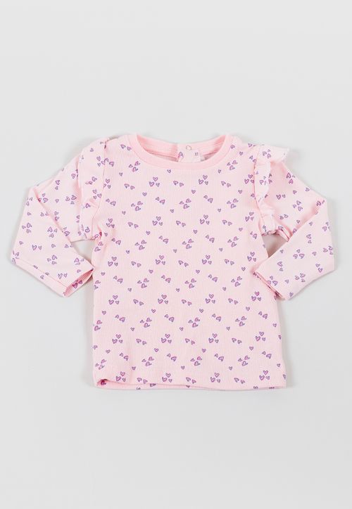 Polera Bebé Niña Manga Larga Fullprint Rosado