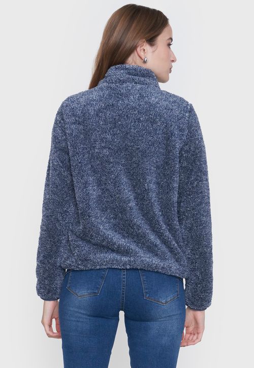 Polerón Mujer Peludo Half Zipper Navy