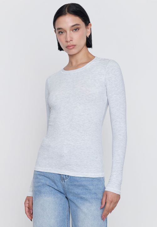 Polera Mujer M/L Cuello Redondo Gris